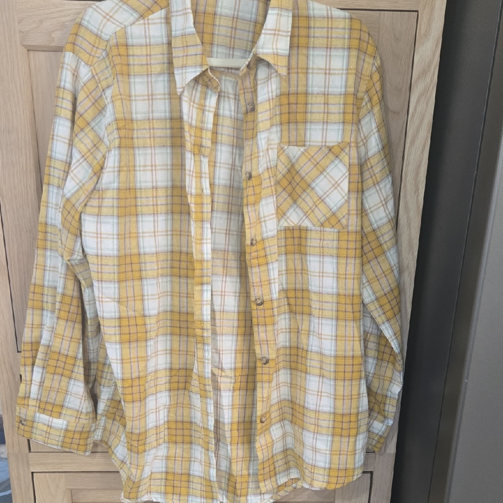 LA MIEL Mustard and White Plaid Men's Shirt